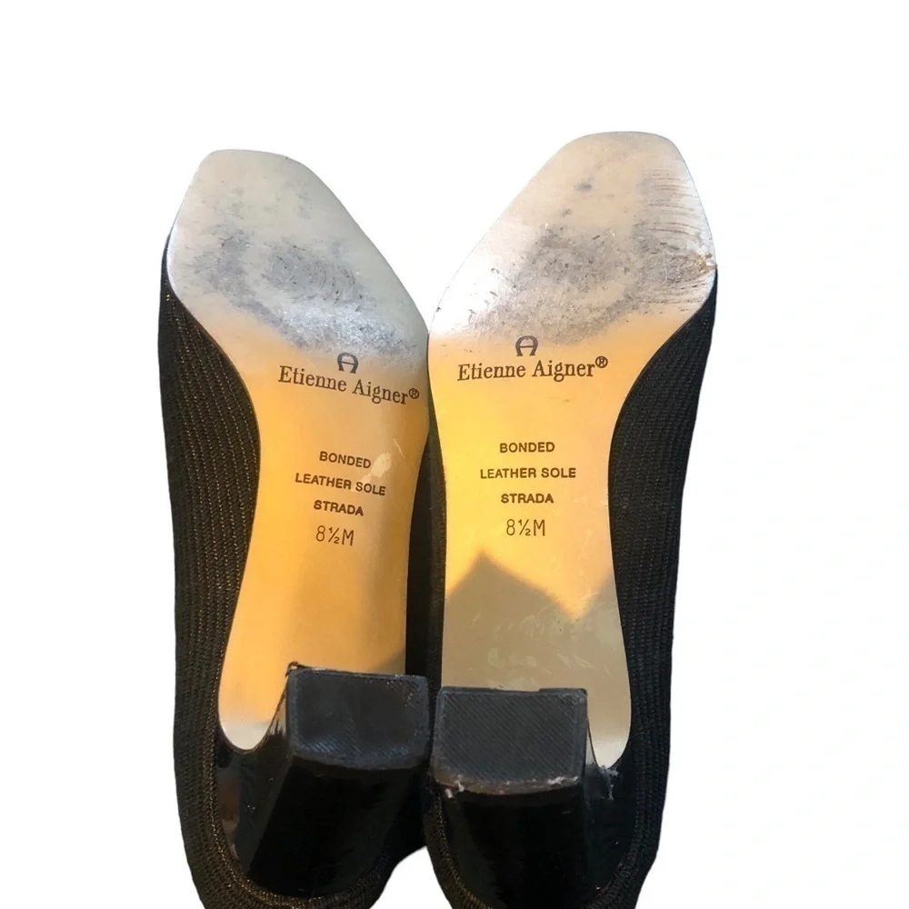 Etienne Aigner Strada Tailored Patent Leather Cap Toe Pump 8.5M Classic Core